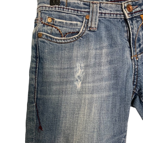 Vigoss USA Premium BOHO Embroidered Distressed Aztec Boot Cut Jeans SZ 5/6 - Picture 5 of 9